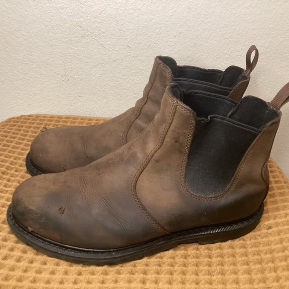 Red Wing WORX Chelsea Work Boots Mens 11 WW Brown Leather Moto Biker Steel Toe - Picture 1 of 11